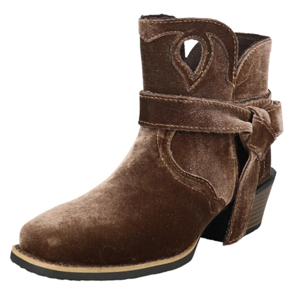 Justin Boots Womens Elana Ankle Boots Size 11 B EU 43 Brown Velvet EUC